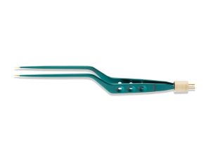 10 1/4" (26cm) 3-Hole Yasargil-Style Bayonet Non-Stick Bipolar Forceps, Ins., 1.0mm